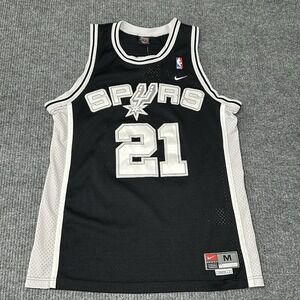 Vtg Nike Tim Duncan San Antonio Spurs‎ Jersey NBA Black Silver Mens XL +2 Sz.M